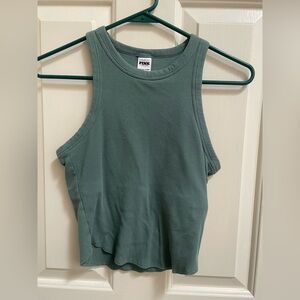 PINK Victoria's Secret Ribbed Tank Top in Sage Green